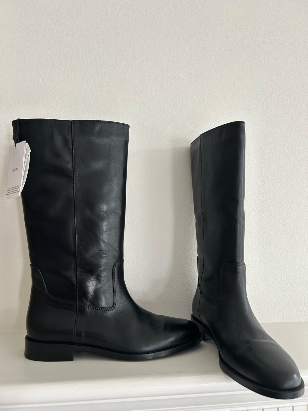 BNWT Mango Knee-High Leather Boots (Black) - Picture 6 of 8